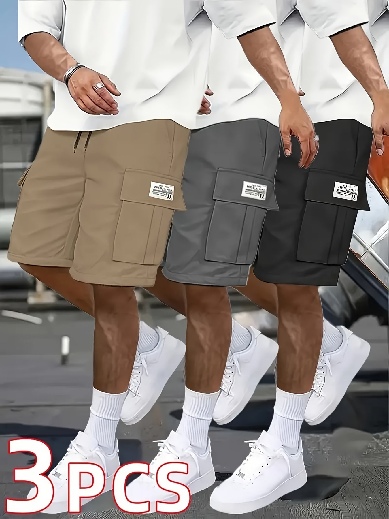 3-Pack Men'S Cargo Shorts Bundle - Heavy-Duty Ripstop Fabric