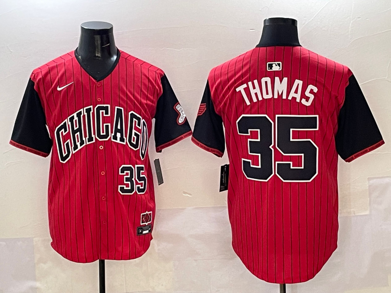 Men's Chicago White Sox Frank Thomas #35 Red/Black 2025 City Connect Limited Retired Player Jersey1