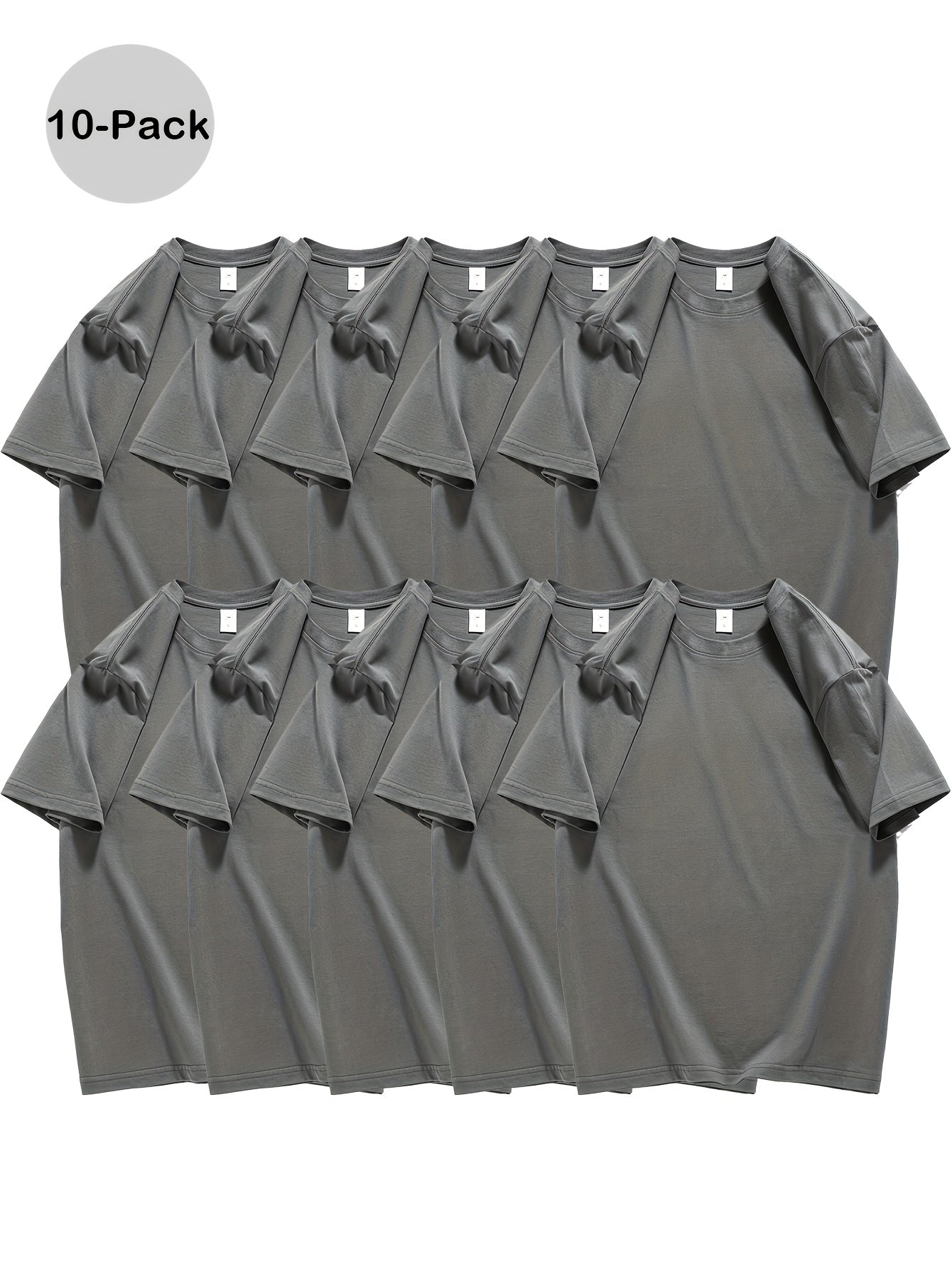 Men's 10-Pack Cotton Short Sleeve T-Shirt Summer Basics Trend Melange