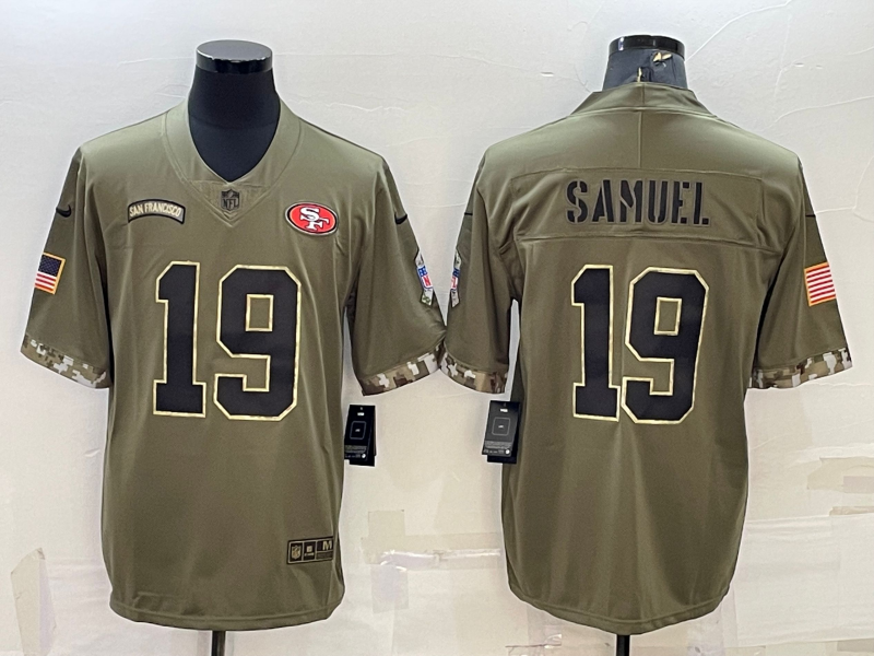 Men's San Francisco 49ers Deebo Samuel #19 Olive 2022 Salute To Service Retired Player Limited Jersey1