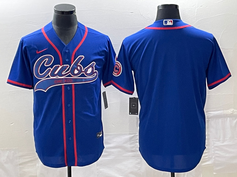 Men's Chicago Cubs Blue Blank Replica Player Jersey1