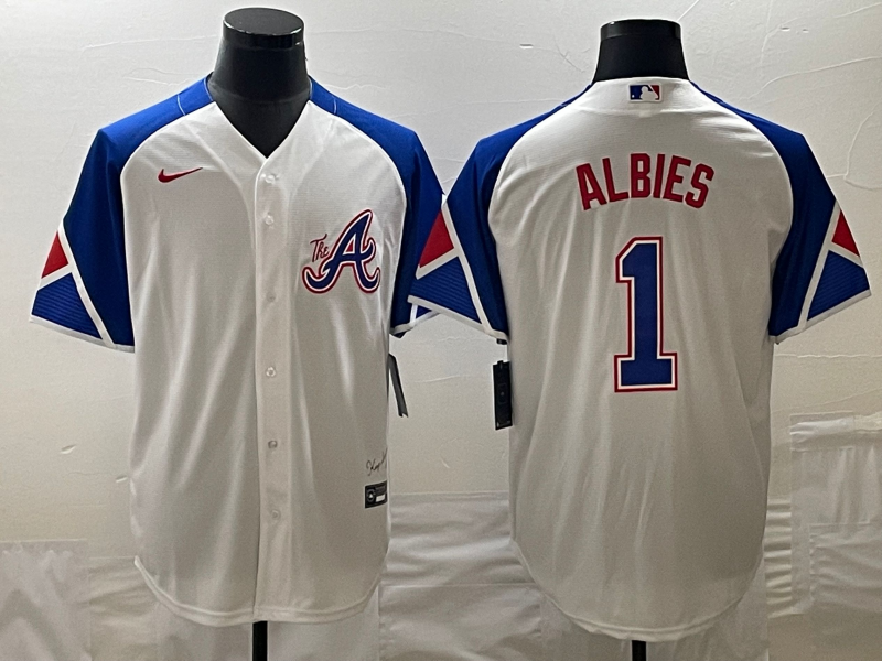 Men's Atlanta Braves Ozzie Albies Nike White 2023 City Connect Replica Player Jersey1