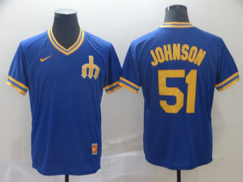 Men's Seattle Mariners Randy Johnson #51 Blue Replica Baseball jersey