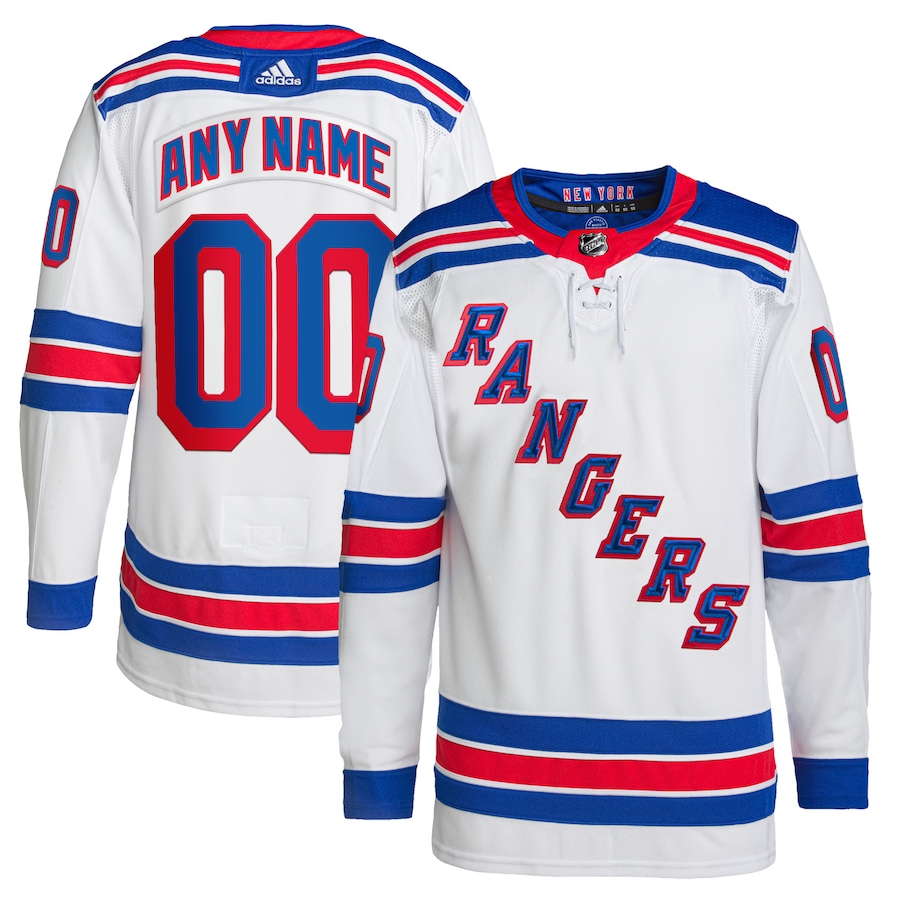 Men's New York Rangers White Custom Player Game Jersey1