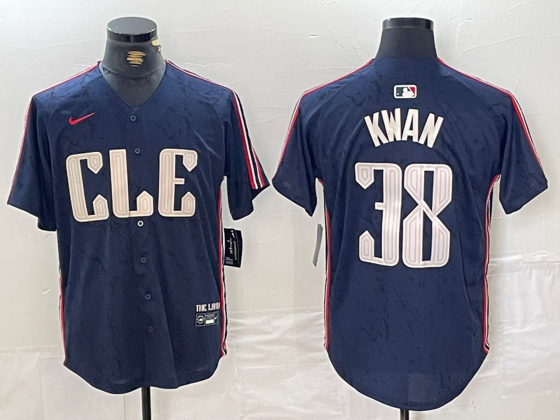 Men's Cleveland Guardians Steven Kwan #38 Navy 2024 City Connect Limited jersey