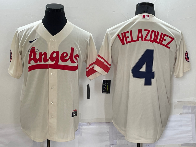 Men's Los Angeles Angels Andrew Velazquez #4 Cream City Connect Replica Player Jersey1