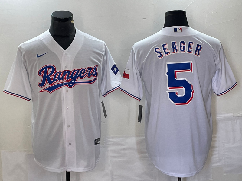 Men's Texas Rangers Corey Seager #5 White Replica Baseball Jersey1