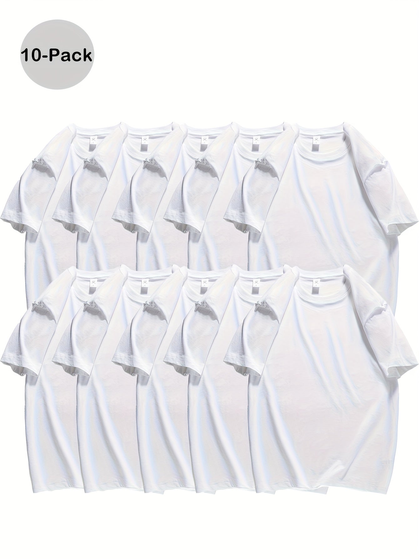 Men's 10-Pack Cotton Short Sleeve T-Shirt Summer Basics Trend Melange