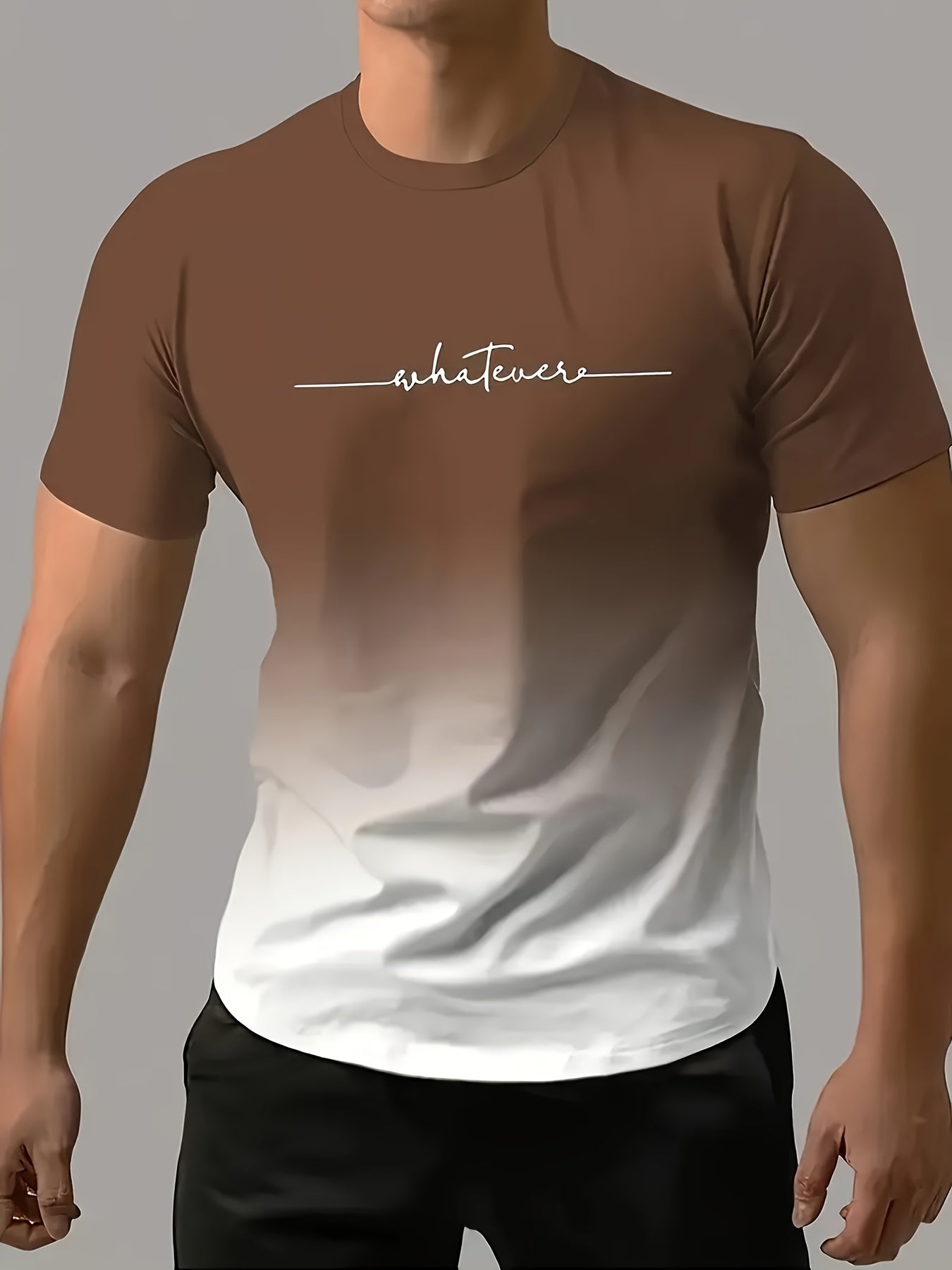 5pcs Plus Size Men'S Fashion 3D Print Crew Neck T-Shirts