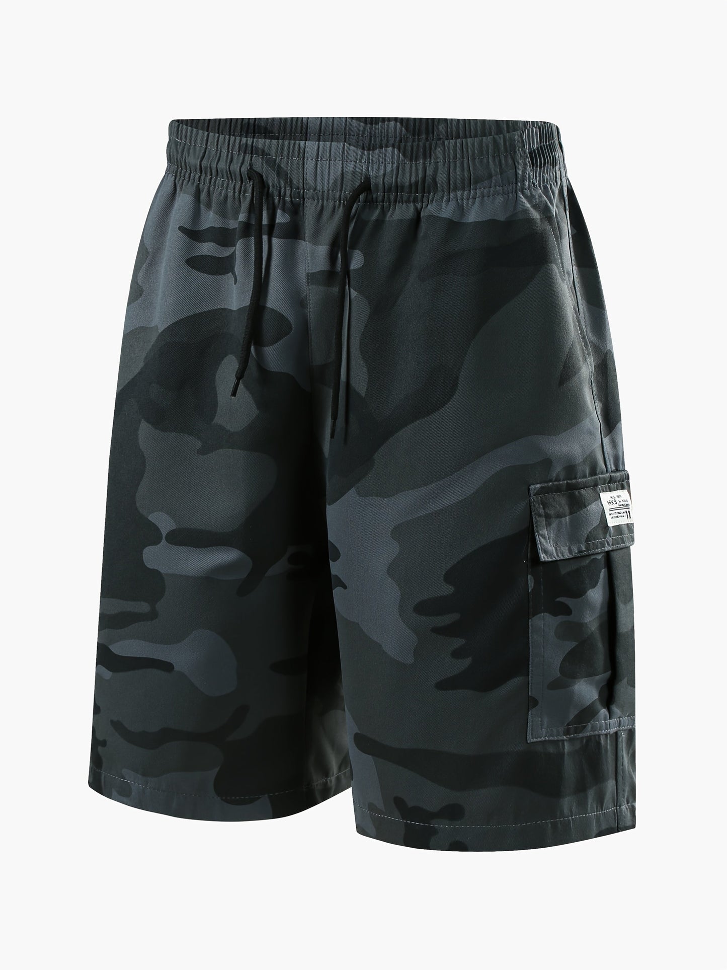 3pcs Men'S Camo Cargo Shorts - Polyester Material, Loose Fit With Pockets, Machine Washable - Perfect For Summer