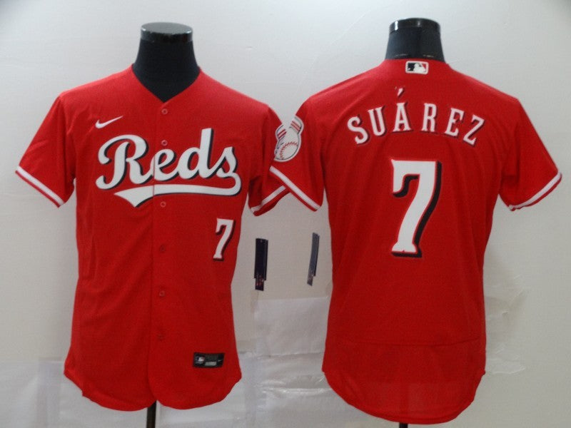 Men's Cincinnati Reds Eugenio Suarez #7 Red Replica Baseball Jersey1