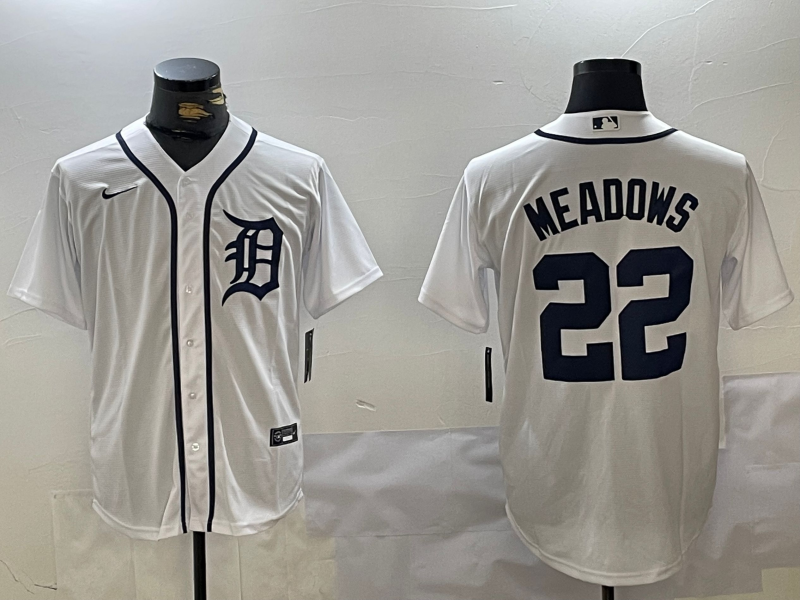 Men's Detroit Tigers Parker Meadows #22 White Home Limited Player Jersey1