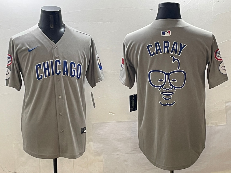 Men's Chicago Cubs Harry Caray Gray Replica Player Jersey1