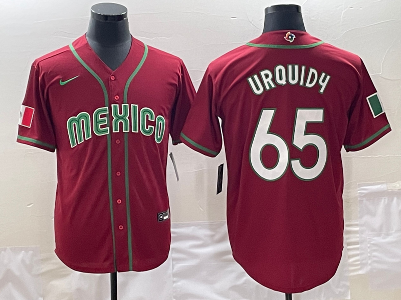 Men's 2023 World Baseball Classic #65 Jose Urquidy Mexico Red jersey