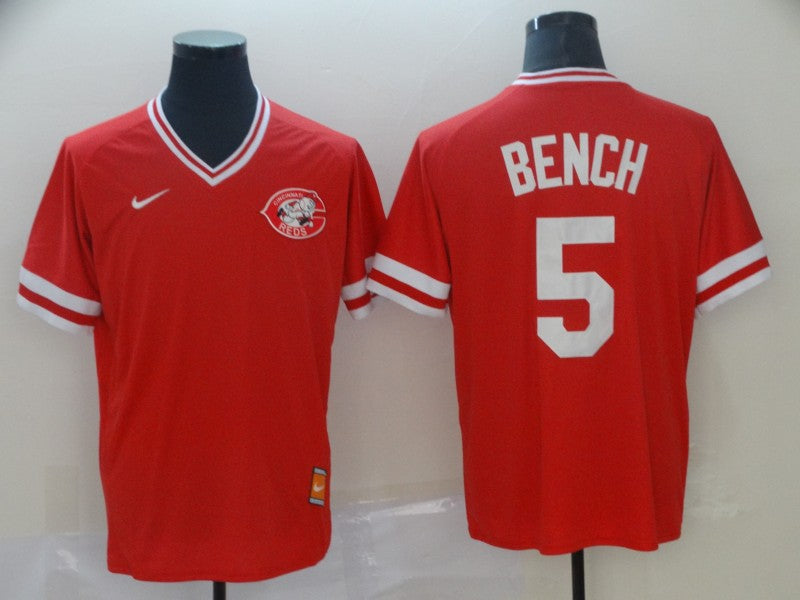 Men's Cincinnati Reds Johnny Bench #5 Red Replica Player Jersey1