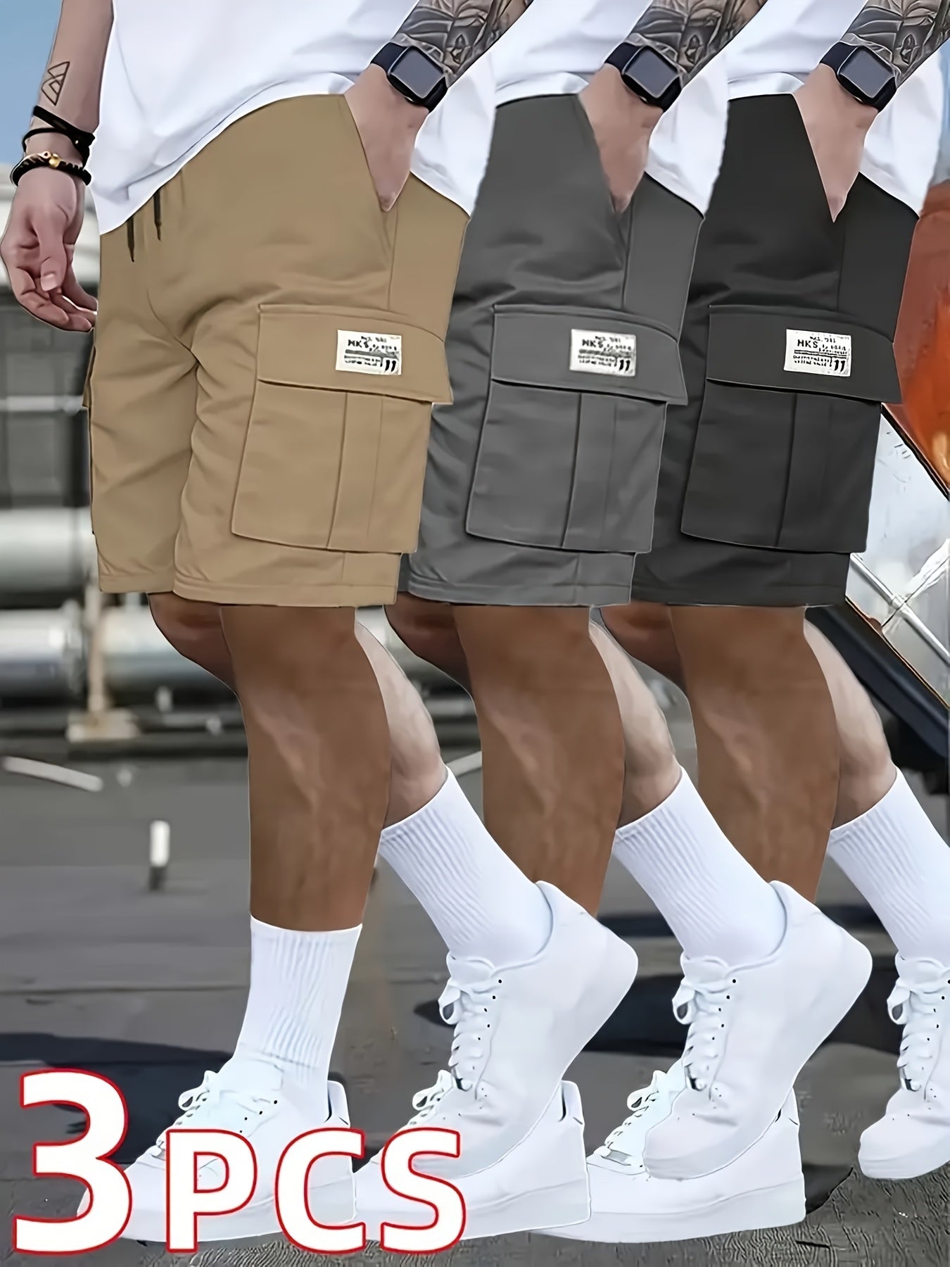 3-Pack Men'S Cargo Shorts Bundle - Heavy-Duty Ripstop Fabric