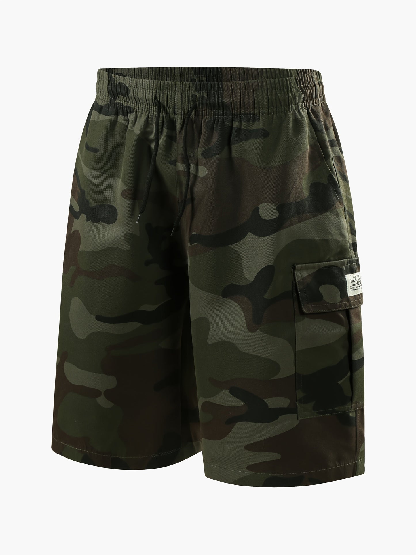3pcs Men'S Camo Cargo Shorts - Polyester Material, Loose Fit With Pockets, Machine Washable - Perfect For Summer