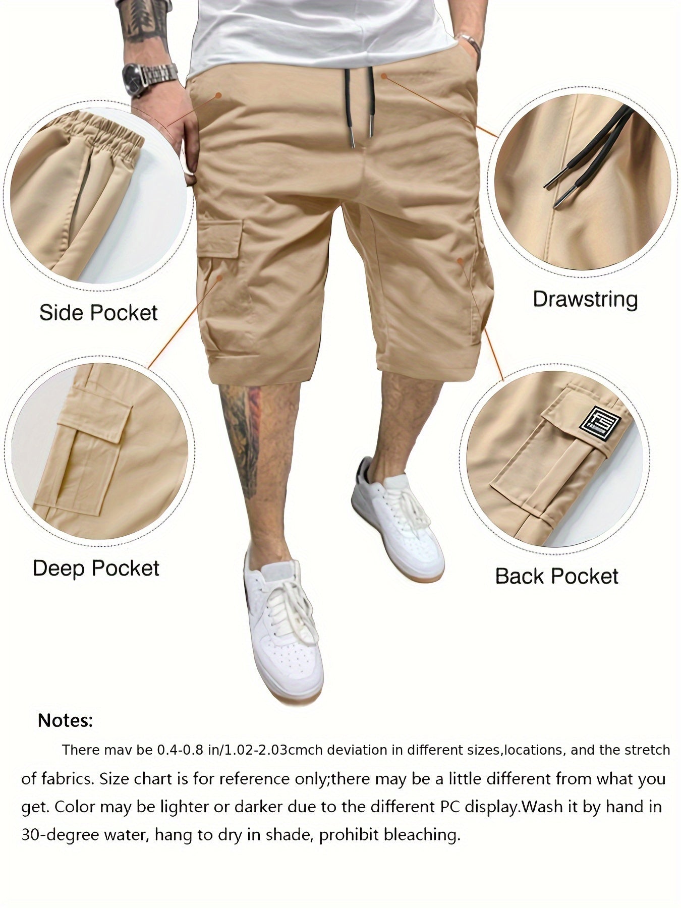 4pcs Men'S Summer Cargo Shorts - Non-Stretch, Geometric Pattern, Casual Style With Pockets, Regular Fit For Outdoor Sports, Street Parties & Travel