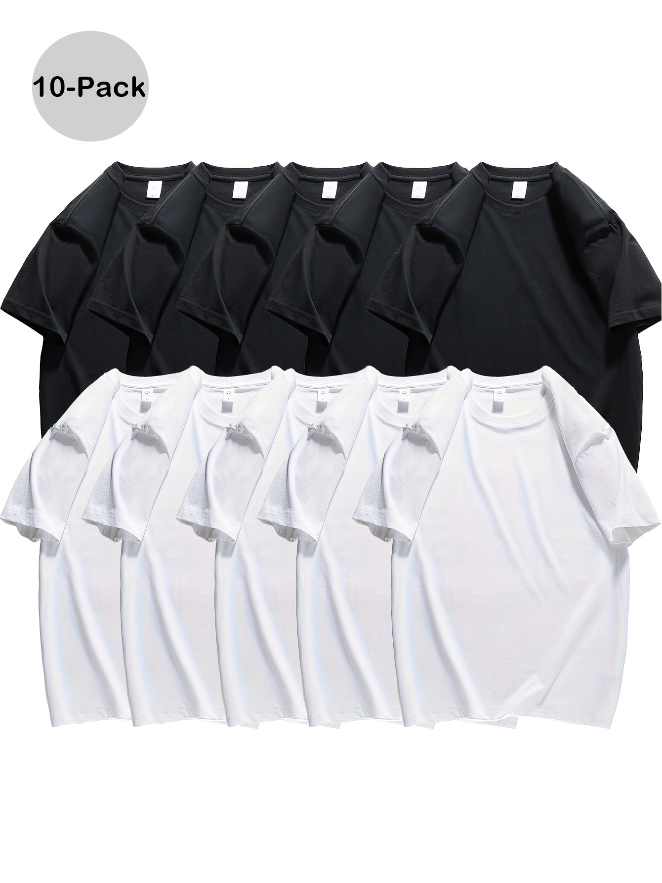 Men's 10-Pack Cotton Short Sleeve T-Shirt Summer Basics Trend Melange