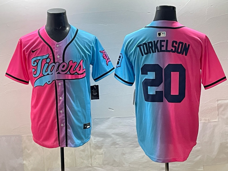 Men's Detroit Tigers Spencer Torkelson #20 Pink/Blue Player Jersey