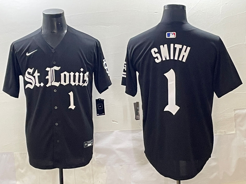 Men's St. Louis Cardinals Ozzie Smith #1 Black Replica Game Jersey