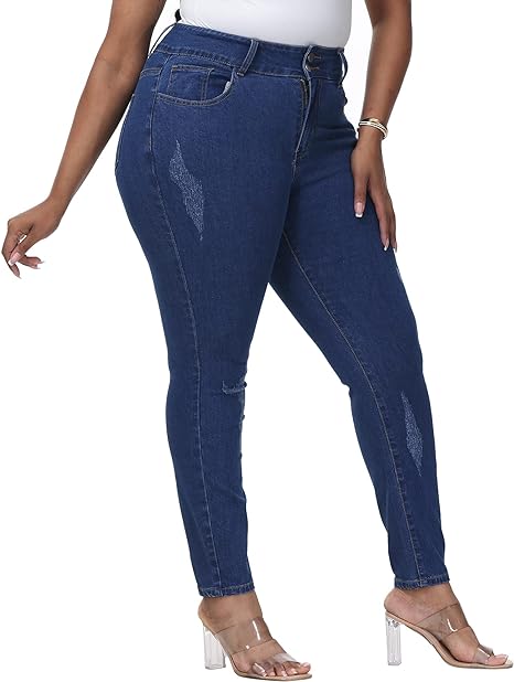 Womens Plus Size Skinny Jeans Stretchy High Waisted Ankle Jean