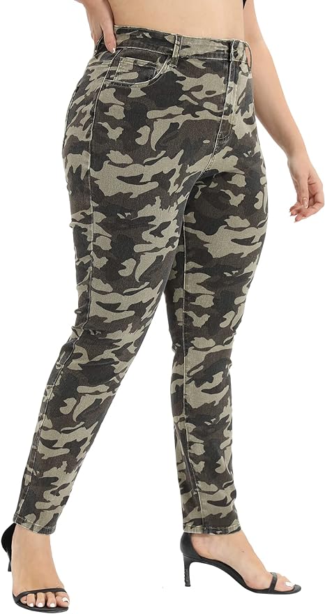 Womens Plus Size Skinny Tapered Pants Comfy Stretch High Waist Ankle Jean