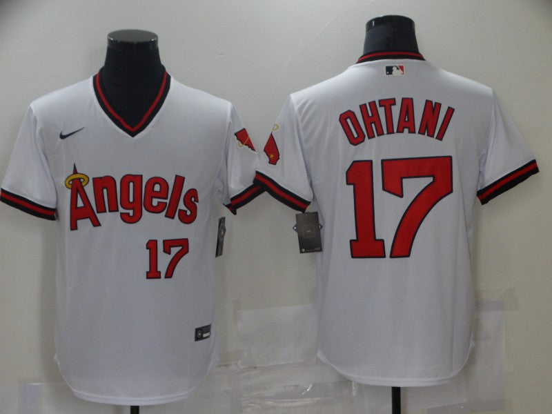 Men's Los Angeles Angels Shohei Ohtani #17 White Printed Baseball Jersey1