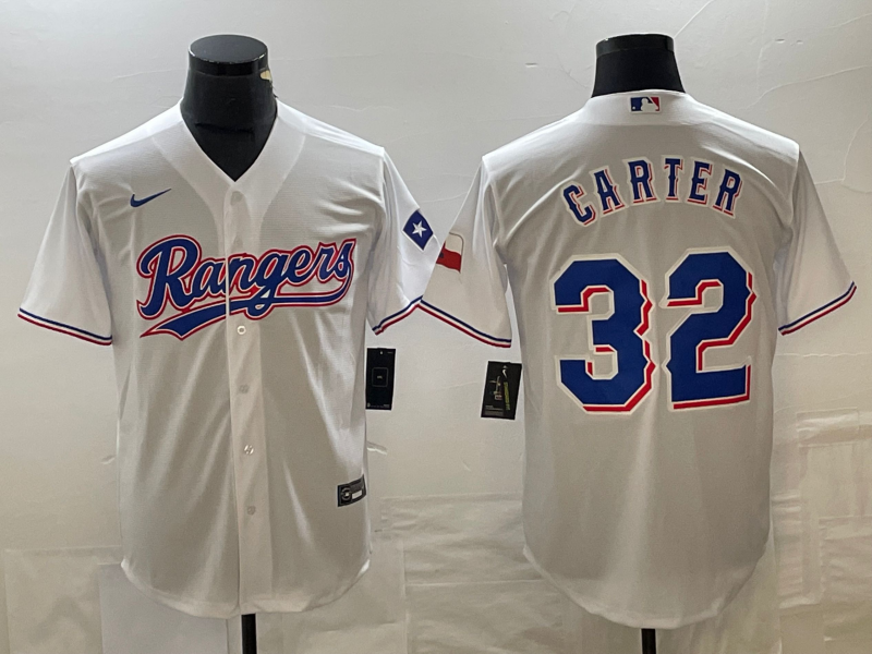 Men's Texas Rangers Evan Carter #32 White Home Replica Player Jersey1
