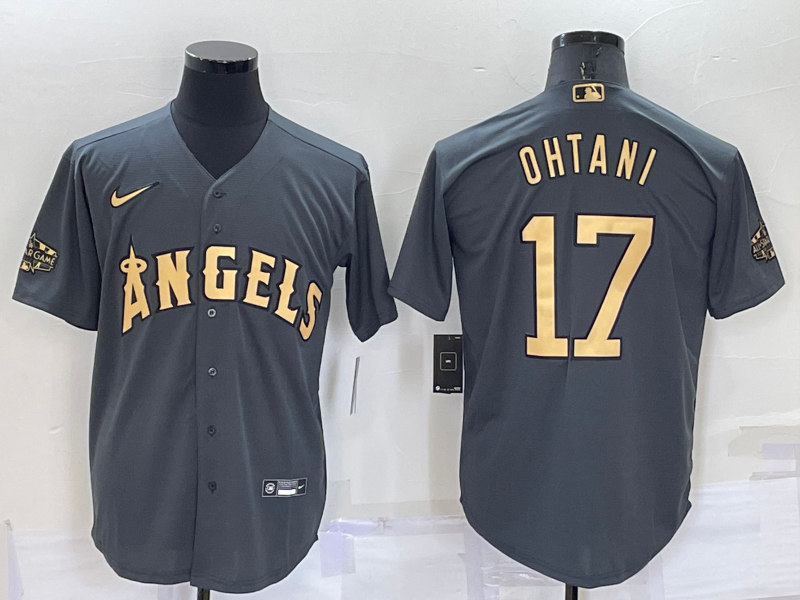 Men's Los Angeles Angels Shohei Ohtani #17 Gray Stitched Jersey1