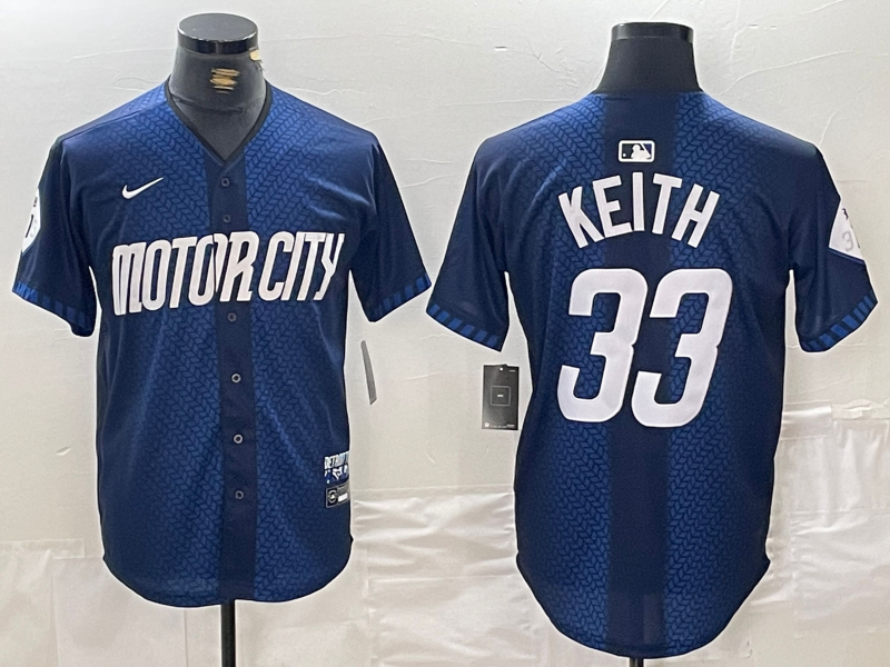 Men's Detroit Tigers Colt Keith #33 Navy 2024 City Connect Limited Jersey1