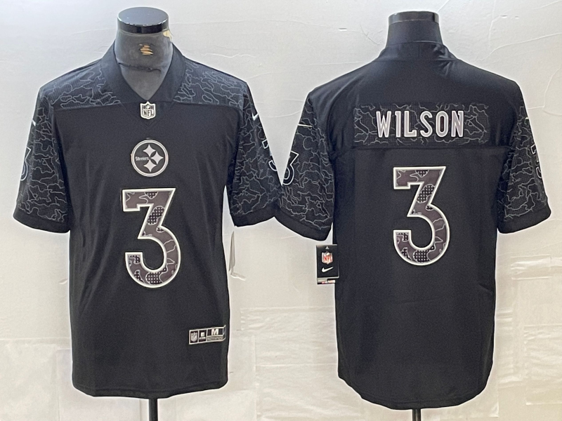 Men's Pittsburgh Steelers Russell Wilson #3 Black RFLCTV Limited Jersey1