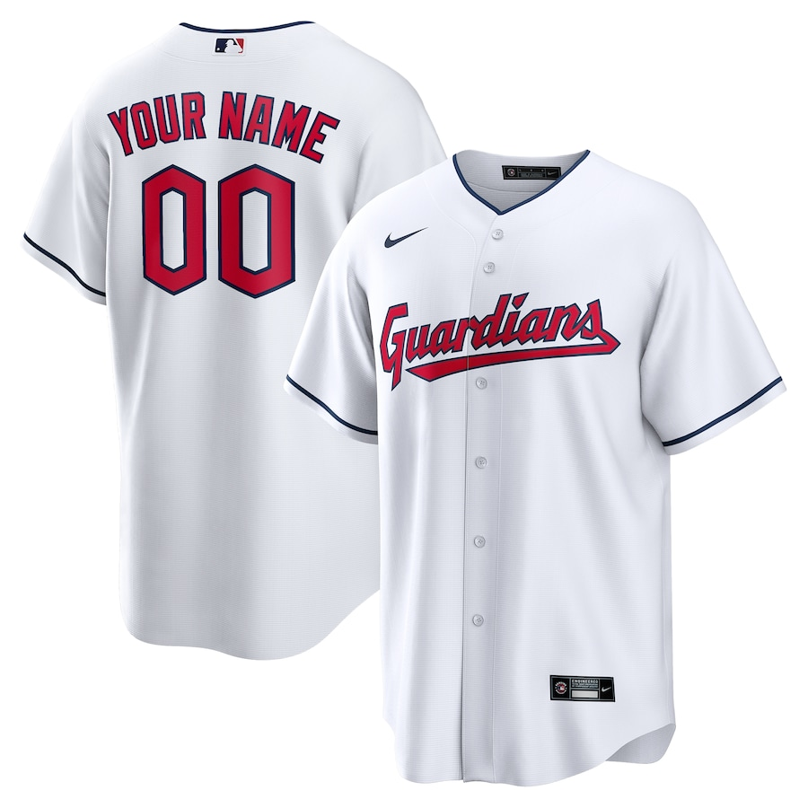 Men's Cleveland Guardians White Replica Custom jersey