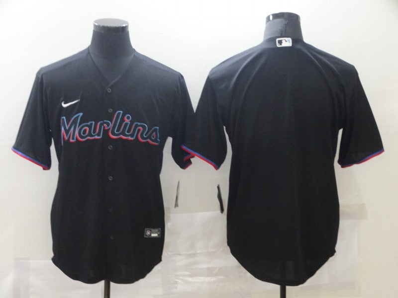 Men's Miami Marlins Black Alternate Replica Blank Jersey1