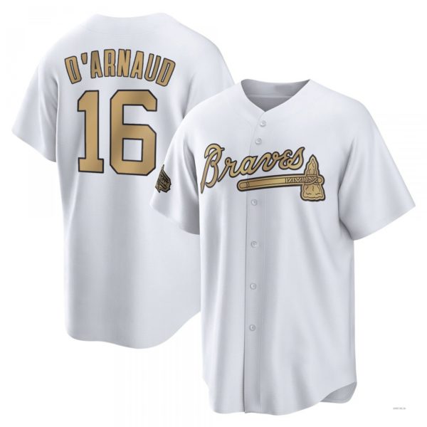 Atlanta Braves #16 Travis d?ˉArnaud White Replica 2022 All-Star Jersey Stitches Baseball Jerseys