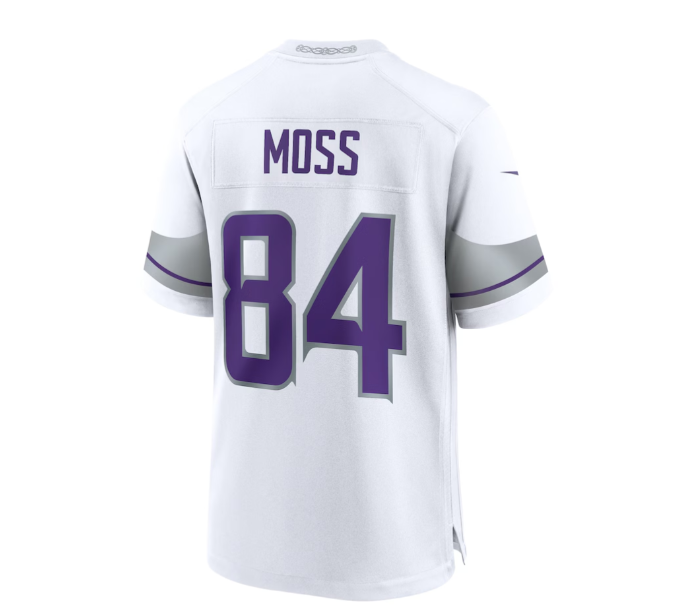 MN.Vikings #84 Randy Moss Alternate Retired Player Game Jersey - White American Football Jerseys)