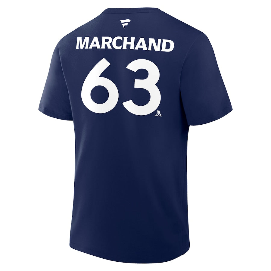Men's Florida Panthers Brad Marchand Fanatics Navy 2025 Stanley Cup Final Authentic Pro Name & Number T-Shirt