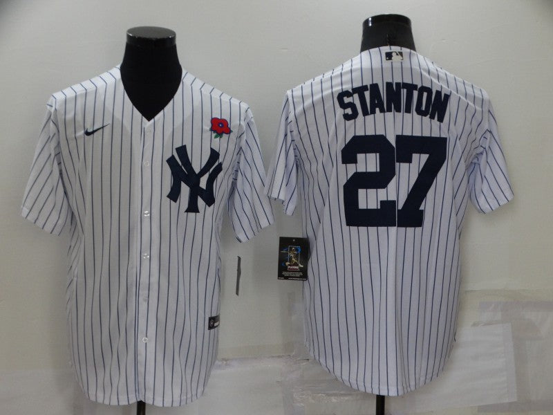 Men's New York Yankees Giancarlo Stanton #27 White Replica Player jersey