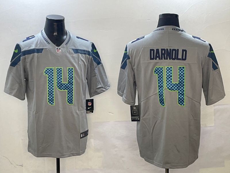 Men's Seattle Seahawks Sam Darnold #14 Gray Game Player Jersey1