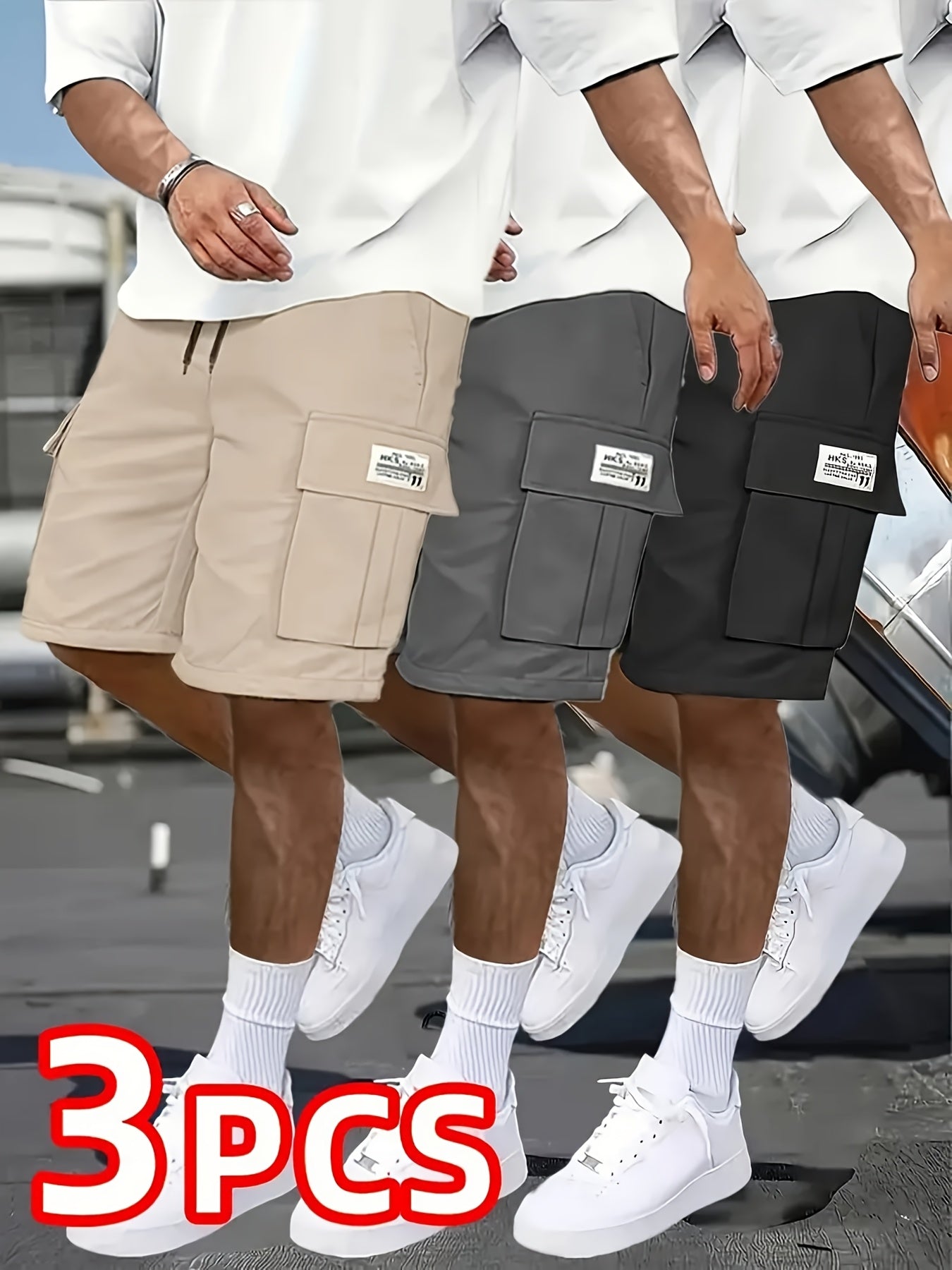 3-Pack Men'S Cargo Shorts Bundle - Heavy-Duty Ripstop Fabric