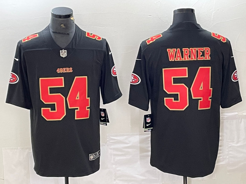 Men's San Francisco 49ers Fred Warner #54 Black Fashion Game Jersey1