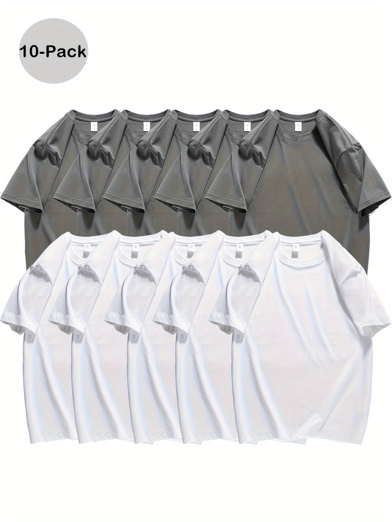 Men's 10-Pack Cotton Short Sleeve T-Shirt Summer Basics Trend Melange