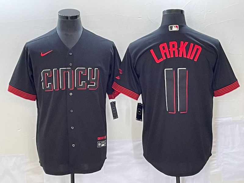 Men's Cincinnati Reds Barry Larkin #11 Black 2023 City Connect Replica Player jersey
