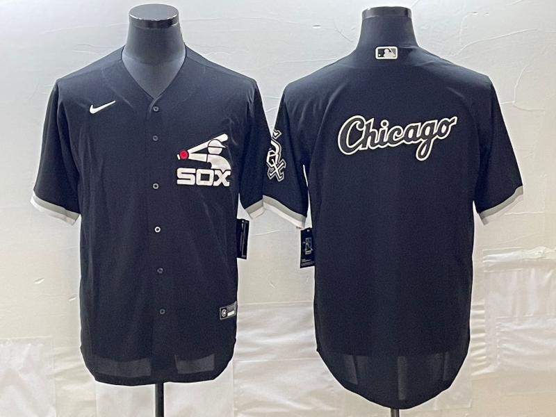 Men's Chicago White Sox Black Replica Game Jersey1