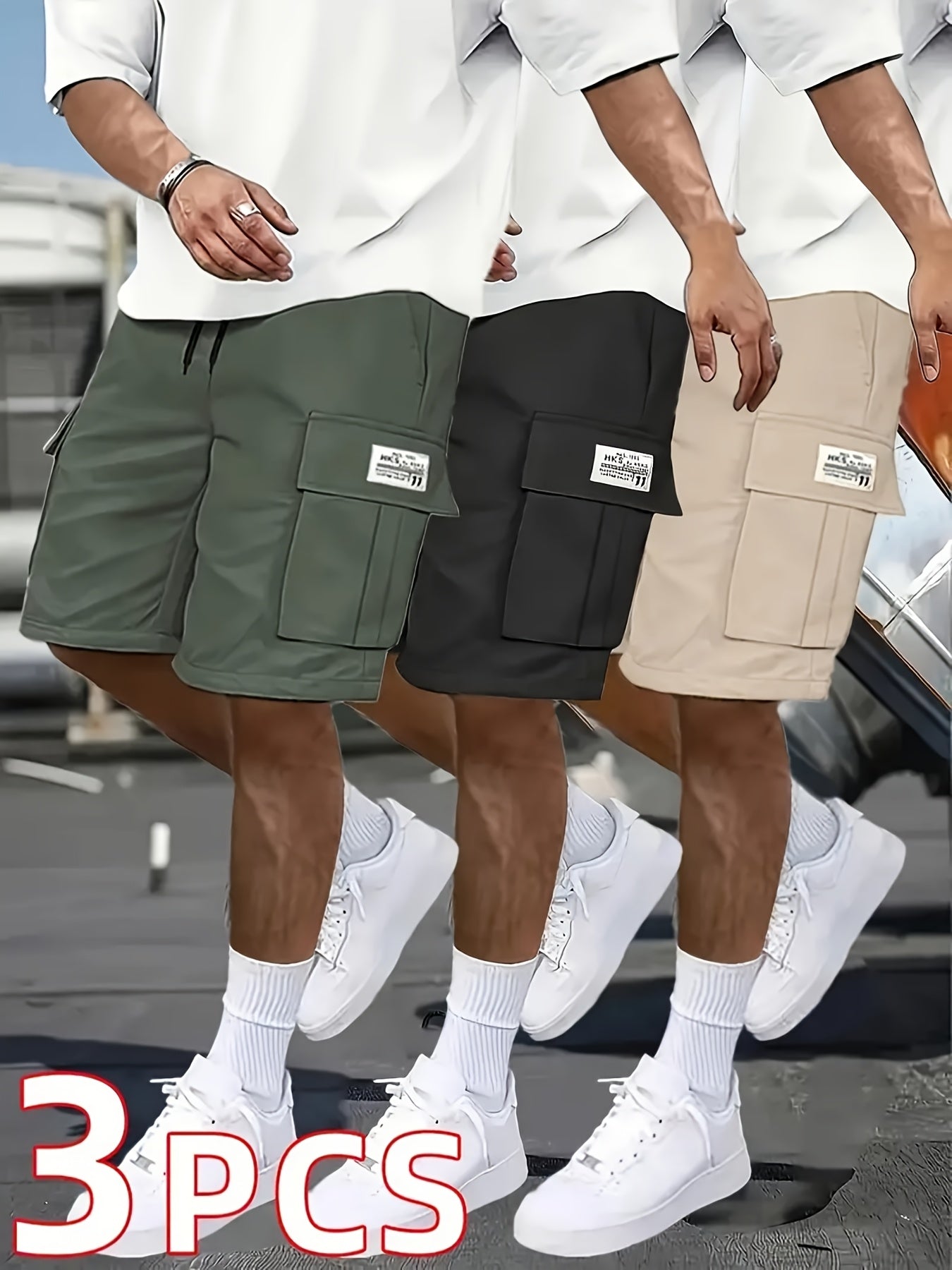 3-Pack Men'S Cargo Shorts Bundle - Heavy-Duty Ripstop Fabric