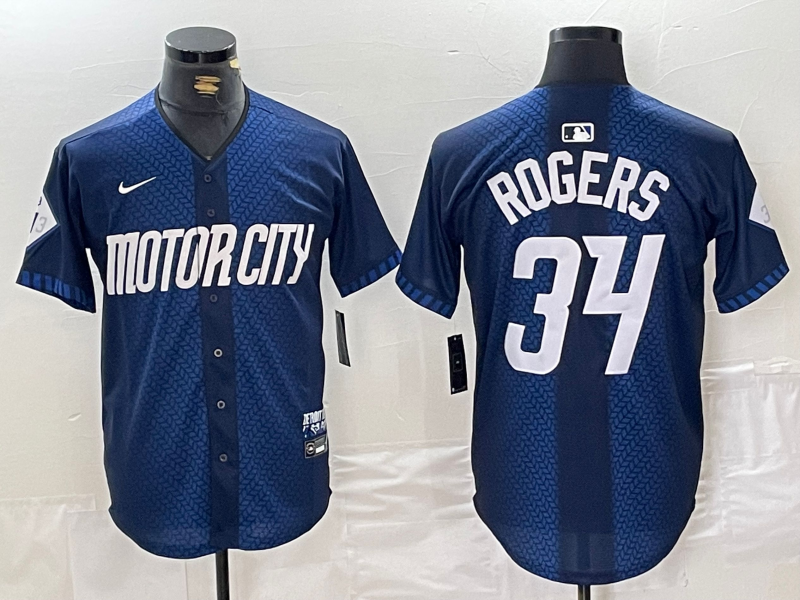 Men's Detroit Tigers Jake Rogers #34 Navy 2024 City Connect Limited Jersey1