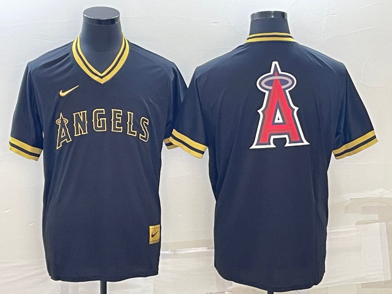 Men's Los Angeles Angels Black Alternate Replica Team Jersey1