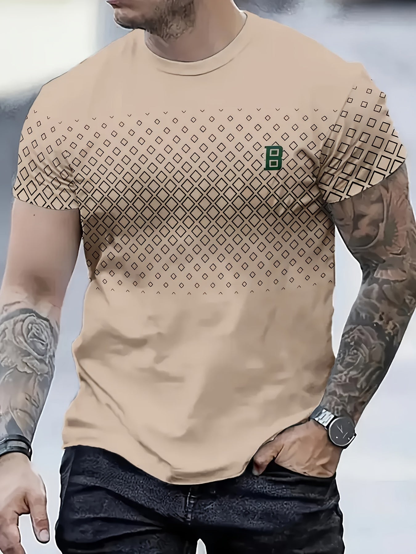 Men's Plus Size 3D Geometric Print T-Shirt