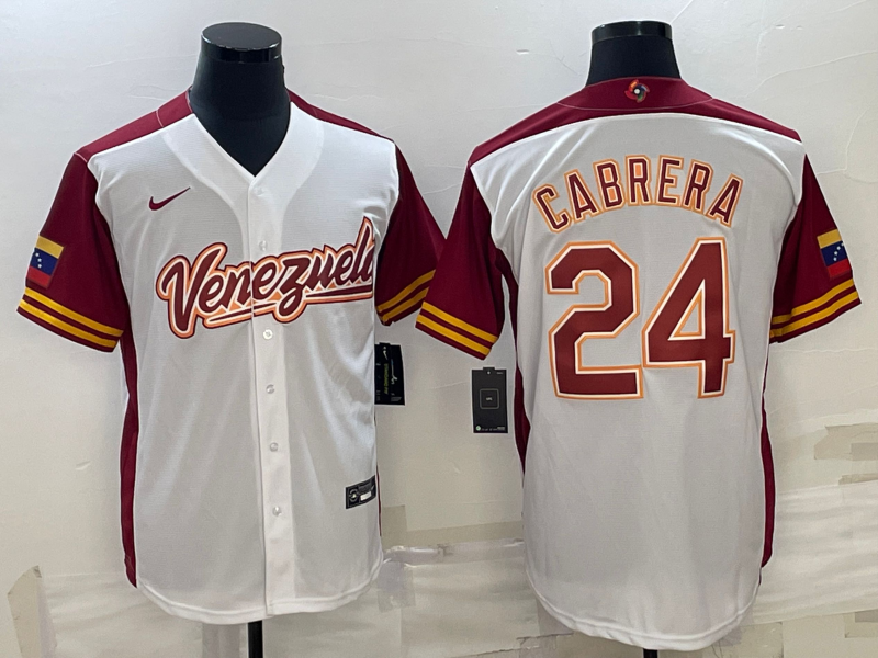 Men's 2023 World Baseball Classic #24 Miguel Cabrera Venezuela White jersey