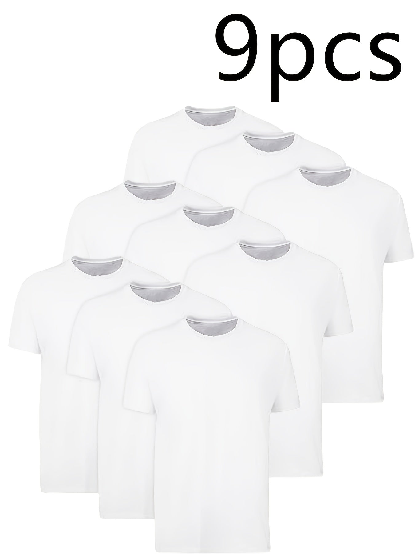 9pcs Men's Breathable Round Neck Short Sleeve T-Shirts
